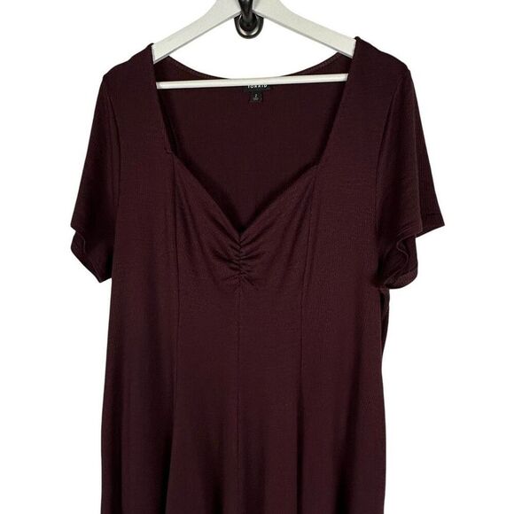 Torrid Slub Rib Fluted Dress size 2 Wine - Picture 7 of 12